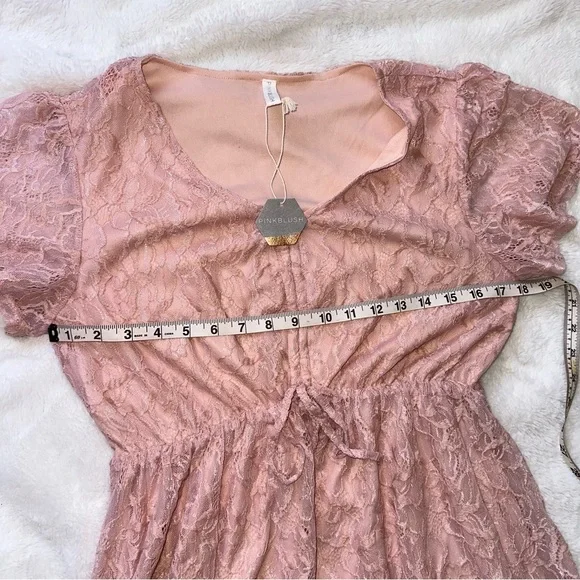 PinkBlush Maternity Lace Short Sleeve Dress Women's Medium NWT Tie Waist Girly - Picture 4 of 10